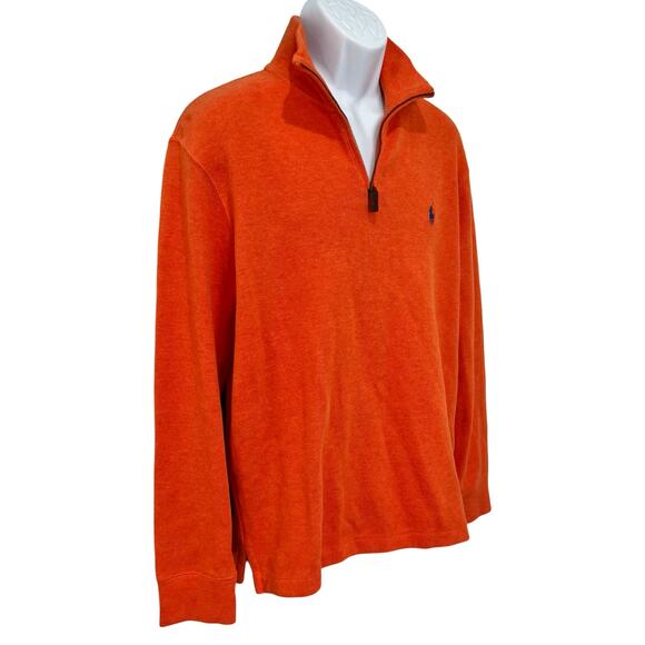 Polo Ralph Lauren Orange Quarter Zip Lightweight Long Sleeve Pullover Sz M Men's - Picture 4 of 10